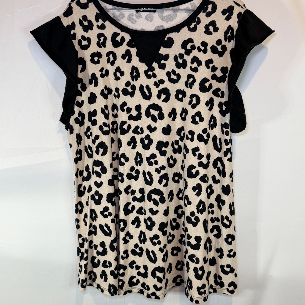 HEIMISH U.S.A Women's‎ Beige Black Leopard Print Flutter Sleeve Knit Dress